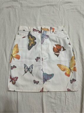 Vintage Opal Lorraine Wardy Butterfly Print Mini Skirt size 6 Preppy Whimsical